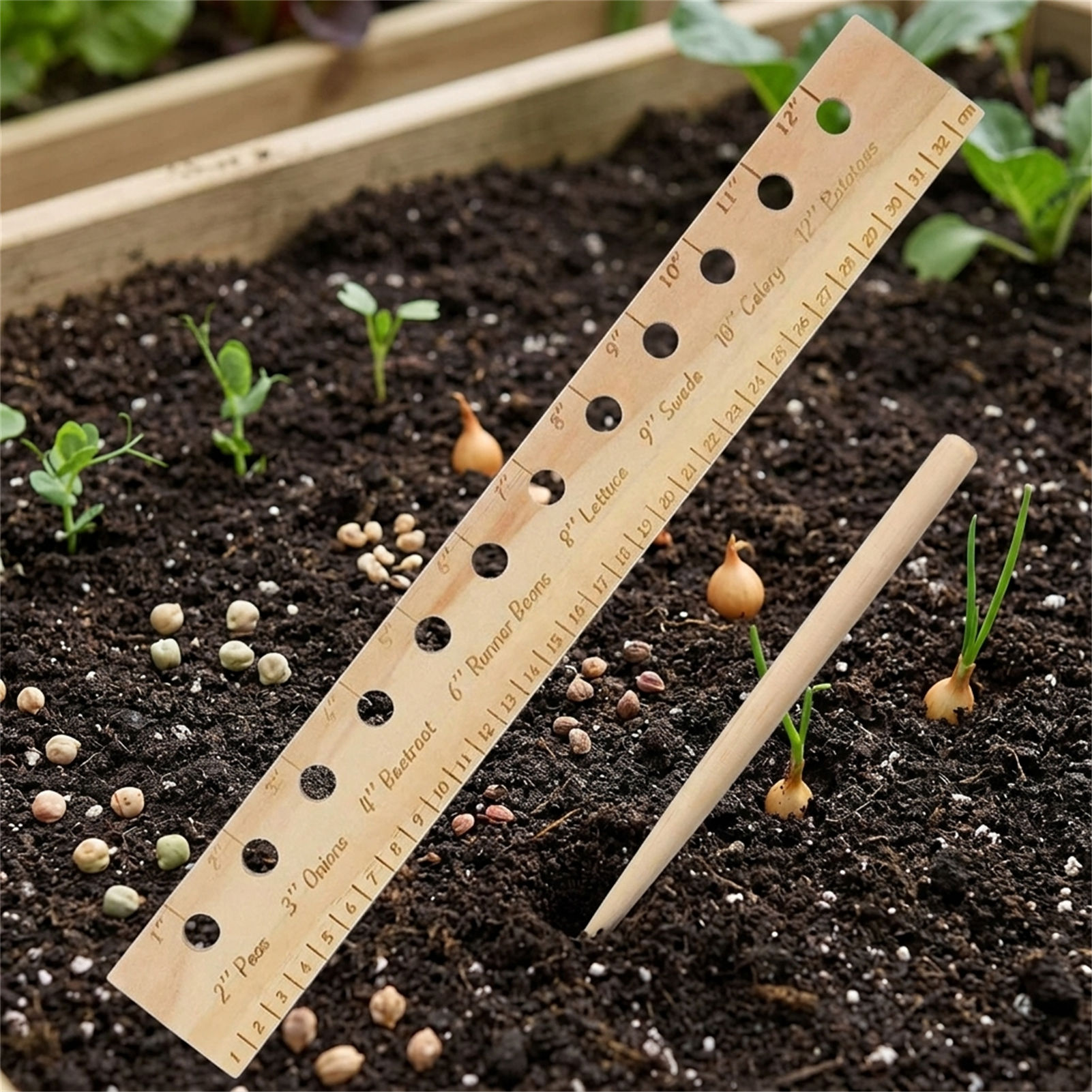 Solid Wood Planting Ruler for  - Gardening Tools Vegetables ulasan dan harga